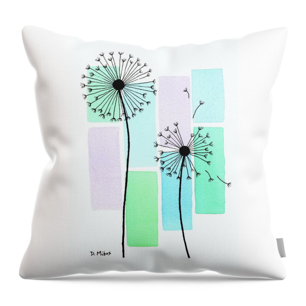 Mid Century Botanical Throw Pillow featuring the painting Line Drawing Botanical 4 by Donna Mibus