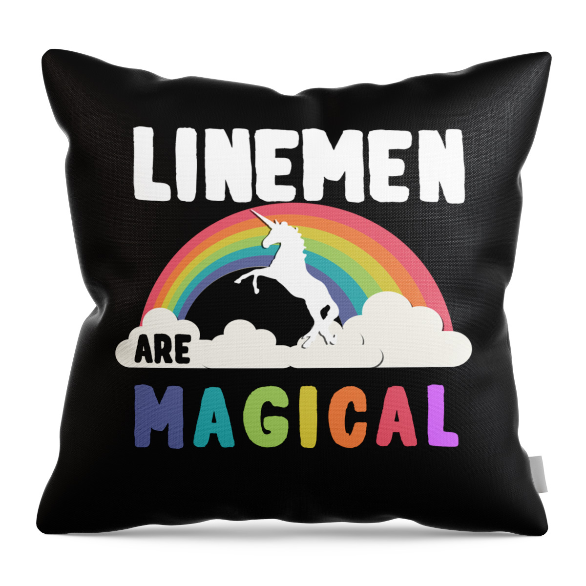 Funny Throw Pillow featuring the digital art Linemen Are Magical by Flippin Sweet Gear