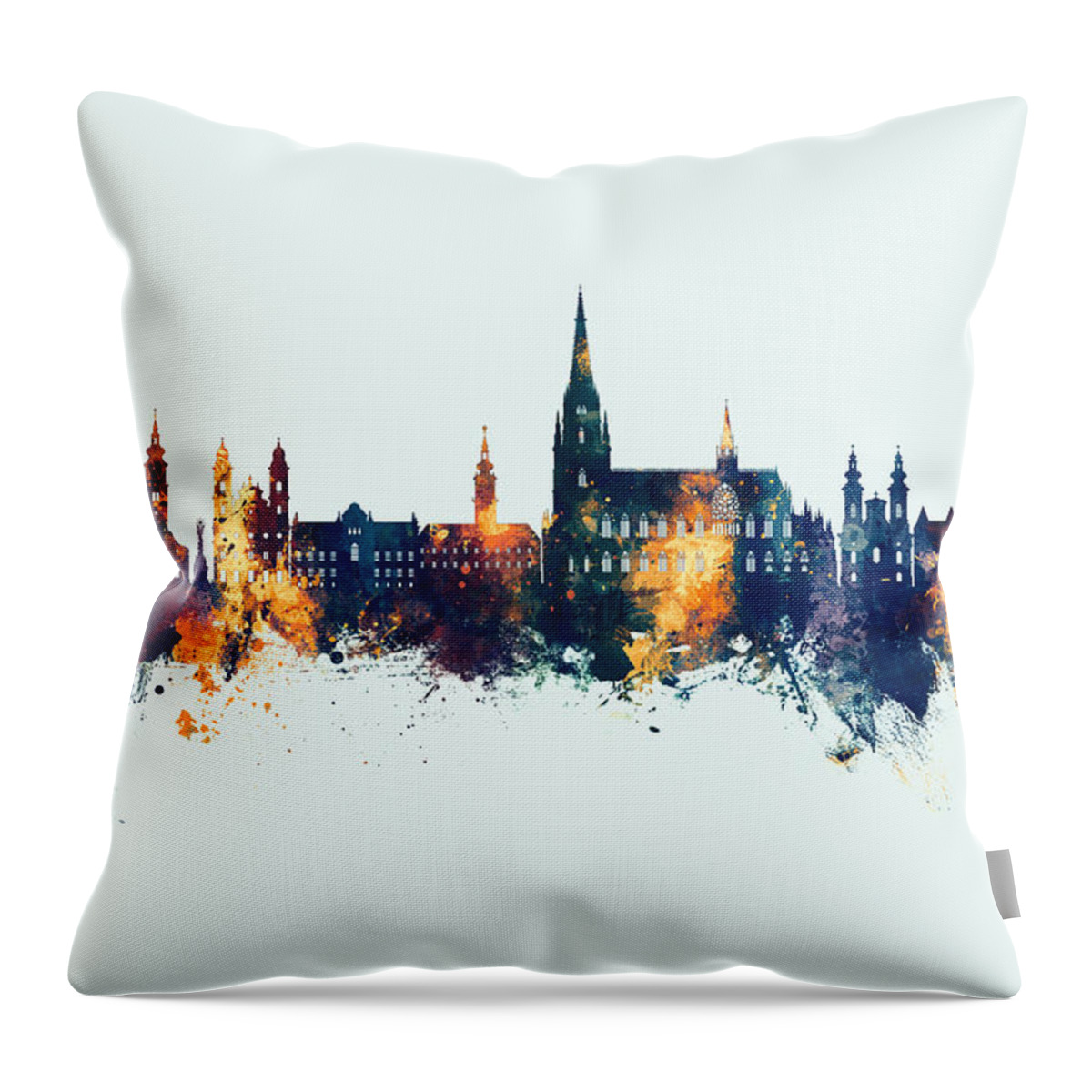 Linz Throw Pillow featuring the digital art Linz Austria Skyline #49 by Michael Tompsett
