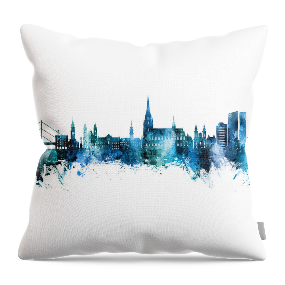 Linz Throw Pillow featuring the digital art Linz Austria Skyline #50 by Michael Tompsett