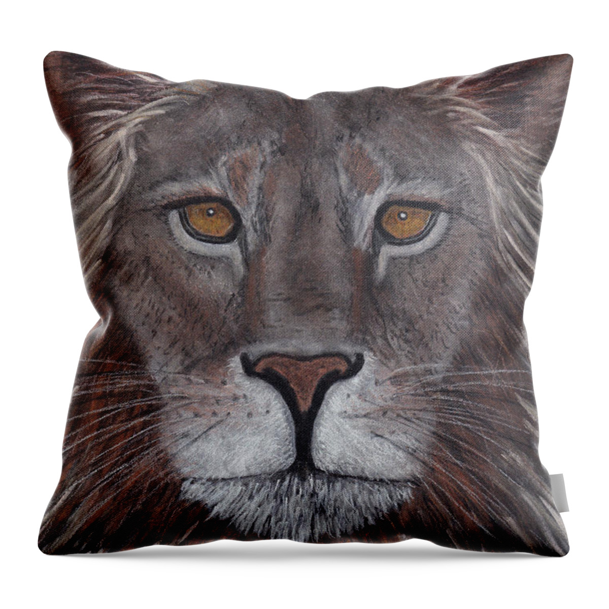 Lion Throw Pillow featuring the drawing Lion by Nicole I Hamilton
