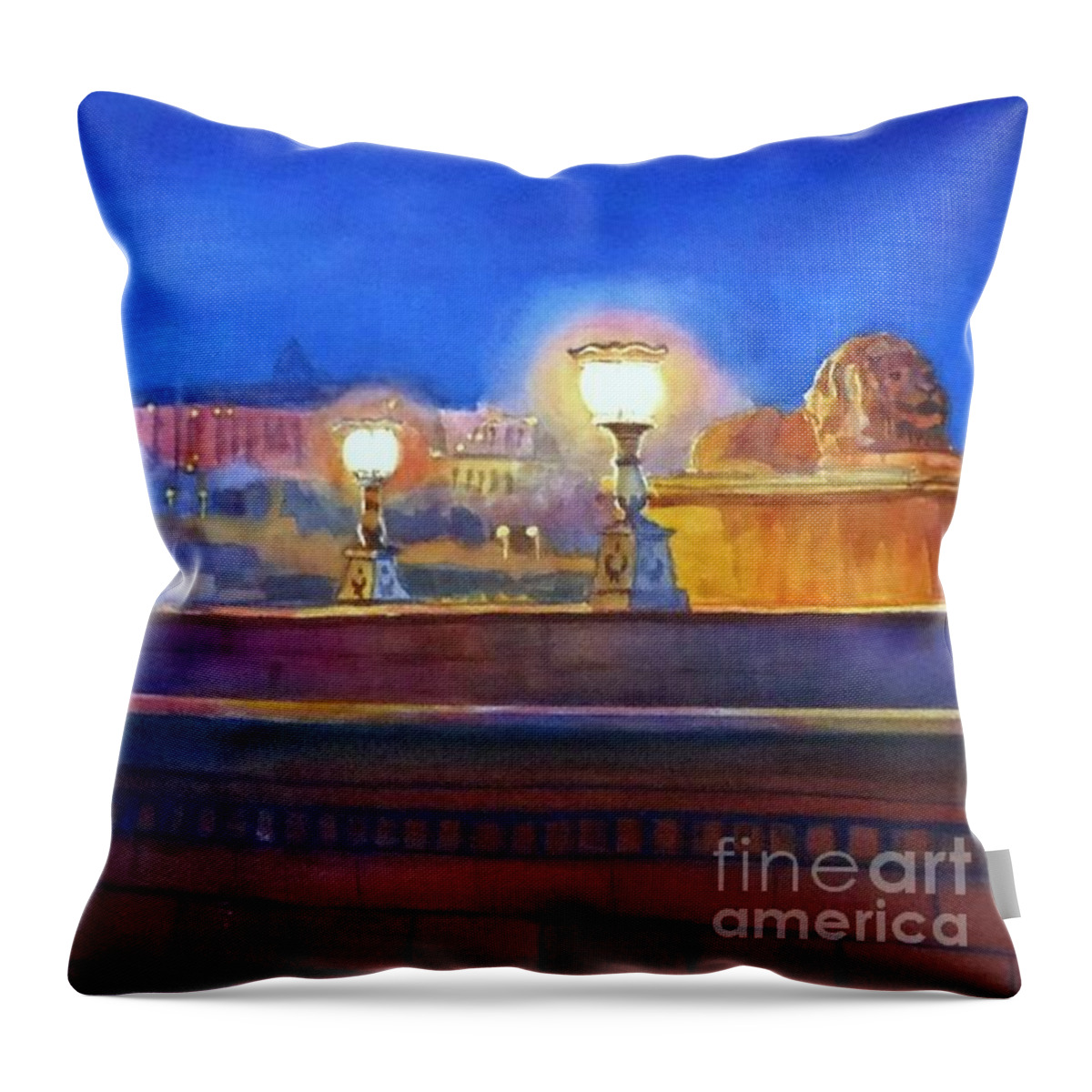Bridge Throw Pillow featuring the painting Lions Gate Budapest after Jackson by Petra Burgmann