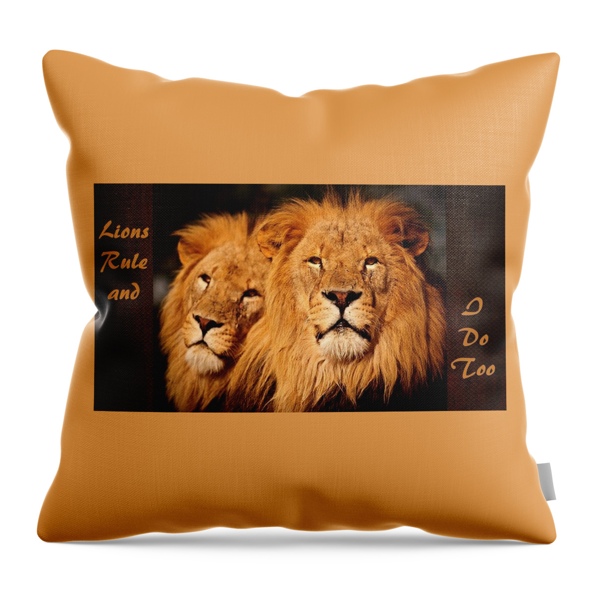 Lions Throw Pillow featuring the mixed media Lions Rule and I Do Too by Nancy Ayanna Wyatt