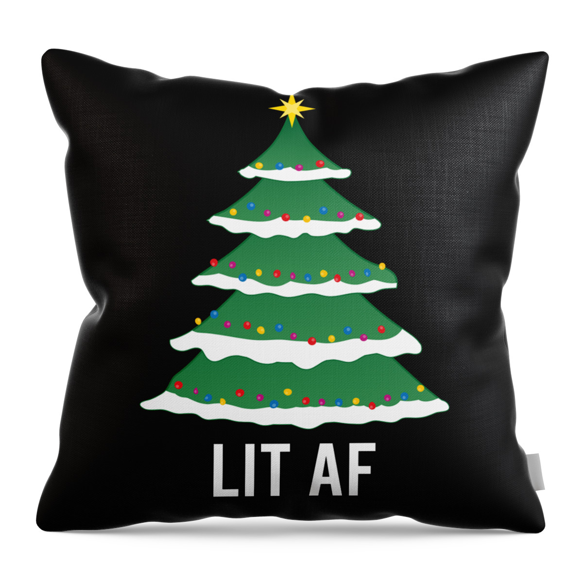 Christmas 2023 Throw Pillow featuring the digital art Lit Af Christmas Tree by Flippin Sweet Gear