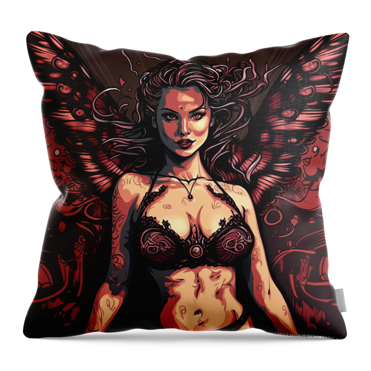 Angel Throw Pillow featuring the digital art Little Angel Doll by My Head Cinema