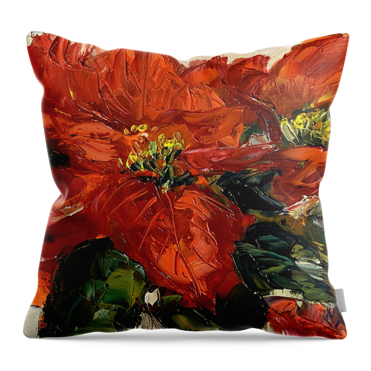 Poinsettia Throw Pillow featuring the painting Little Dose of Red by Melissa Torres