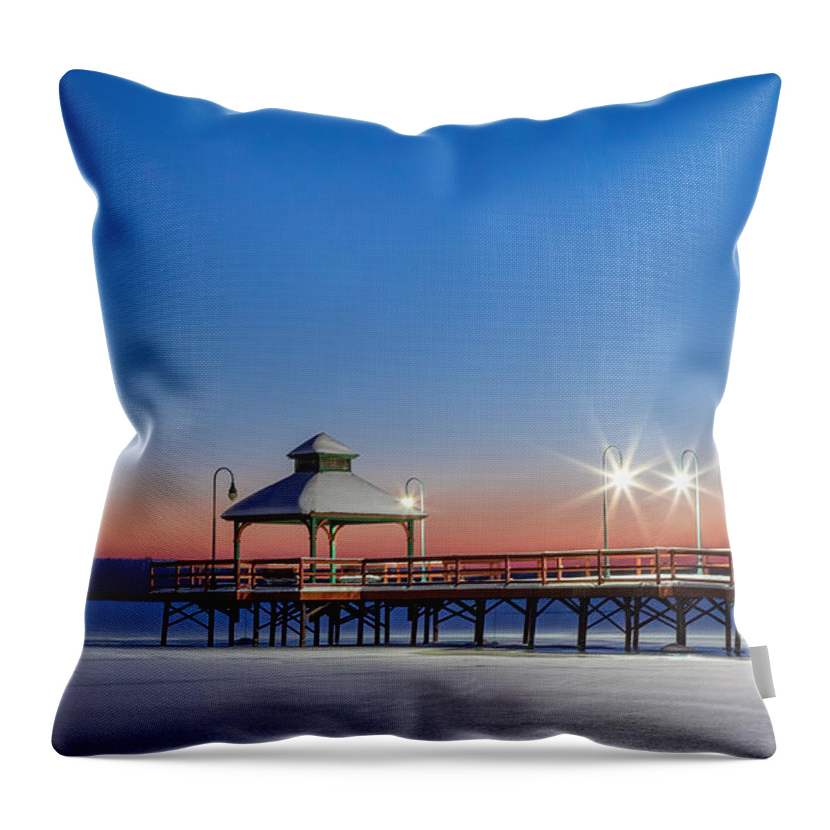 Lake Neatahwanta Throw Pillow featuring the photograph Little Lake Pier by Rod Best