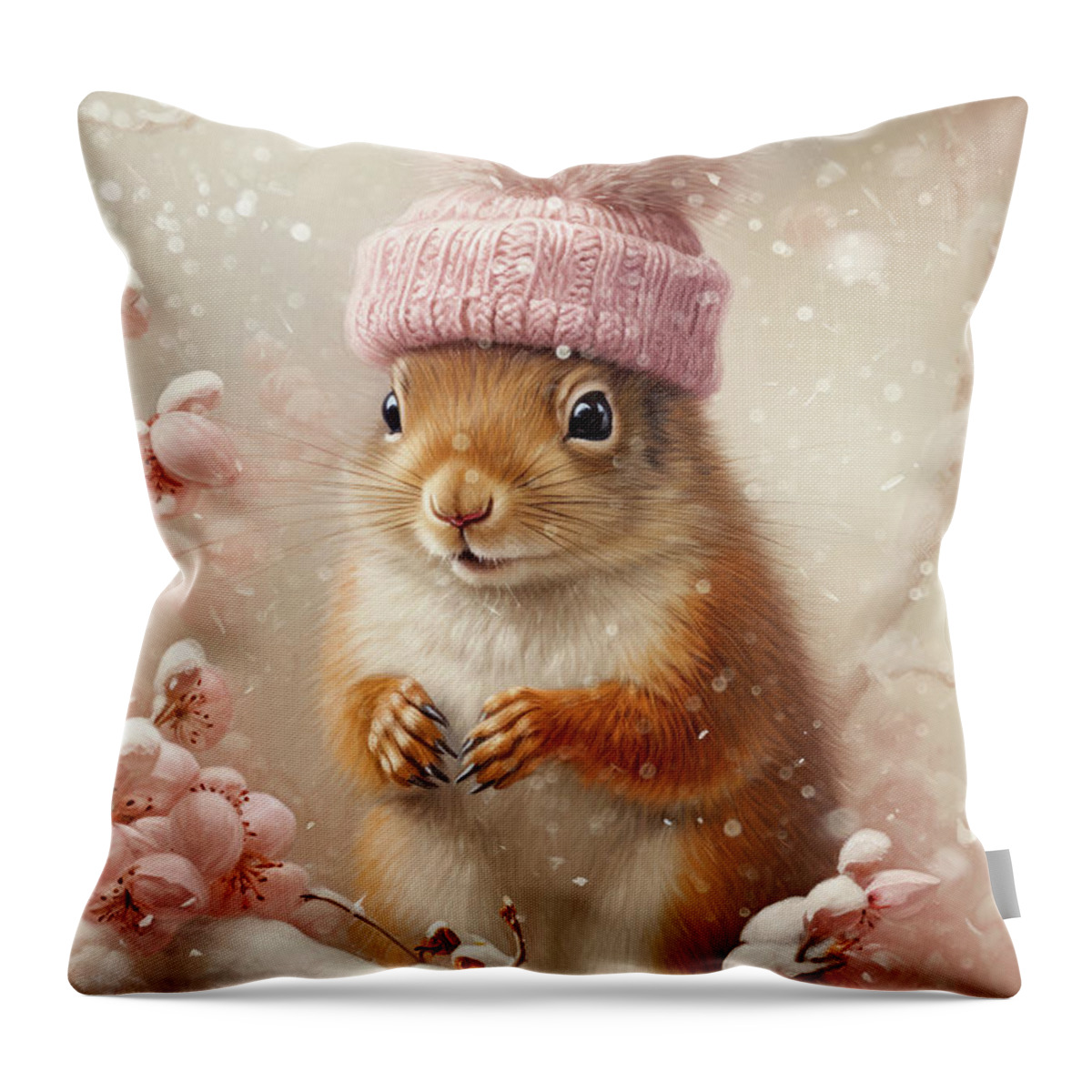 Squirrel Throw Pillow featuring the digital art Little Nibbles by Tina LeCour