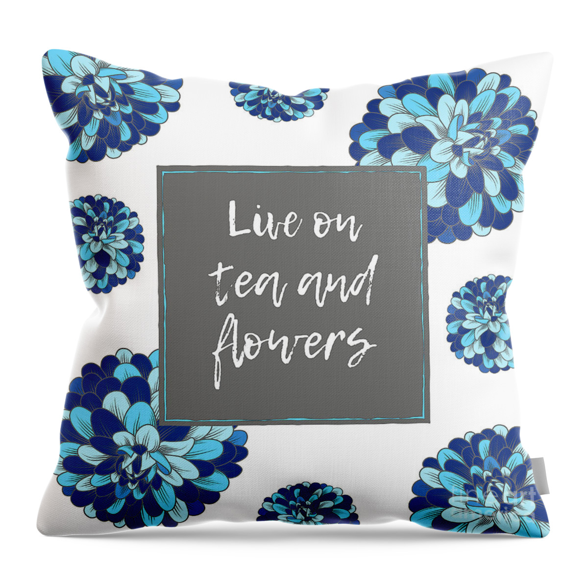 Tea Throw Pillow featuring the mixed media Live On Tea And Flowers by Tina LeCour