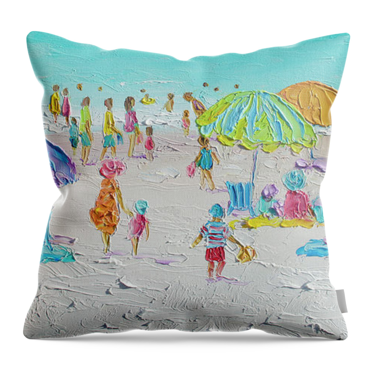 Beach Throw Pillow featuring the painting Living is easy at the Beach by Jan Matson