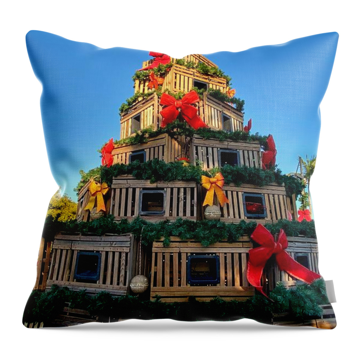Lobster Throw Pillow featuring the photograph Lobster Trap Christmas Tree by Monika Salvan