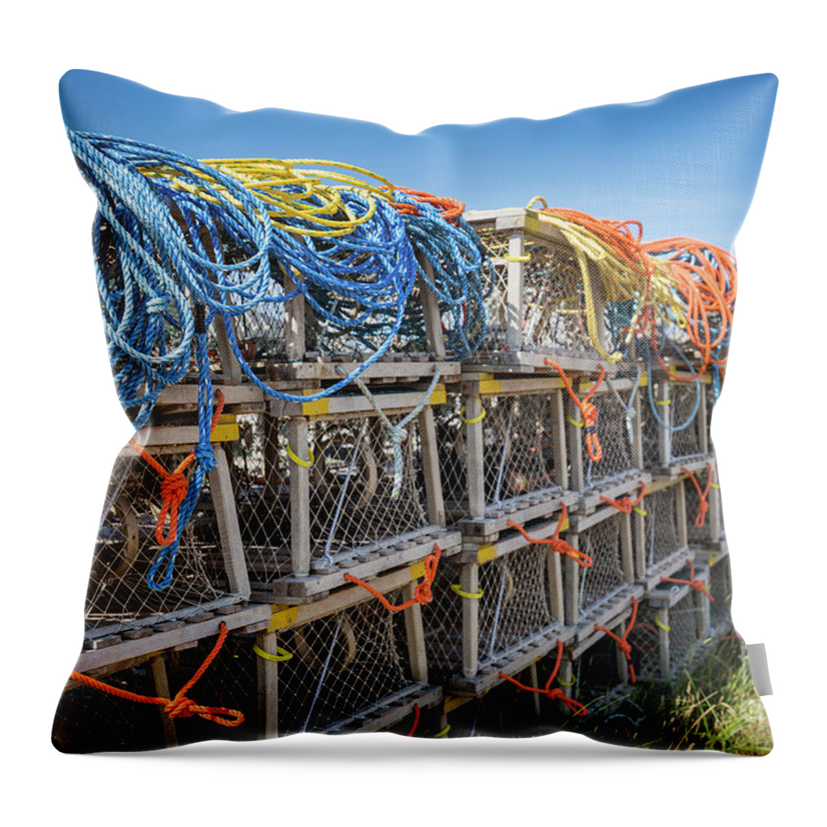 Lobster Traps Throw Pillow featuring the photograph Lobster Traps by Eva Lechner
