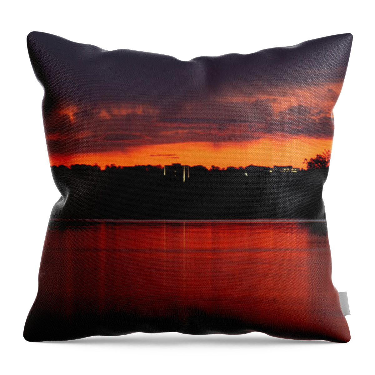 Loch Raven Reservoir Throw Pillow featuring the photograph Loch Raven Sunset by Chris Scroggins