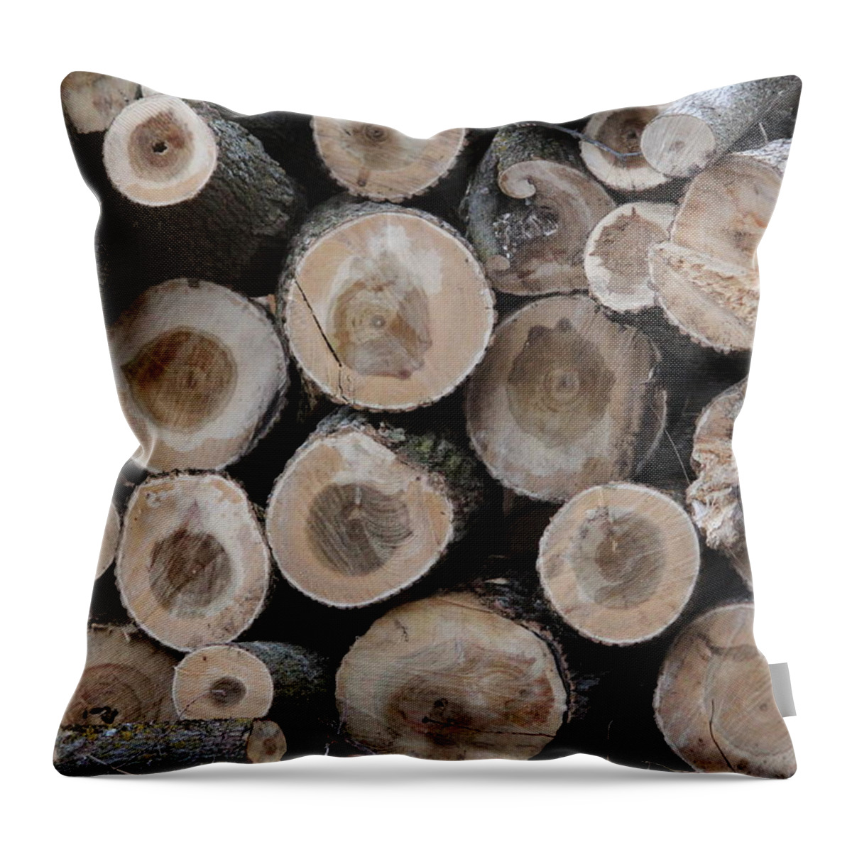 Log Throw Pillow featuring the photograph Log Pile by Callen Harty