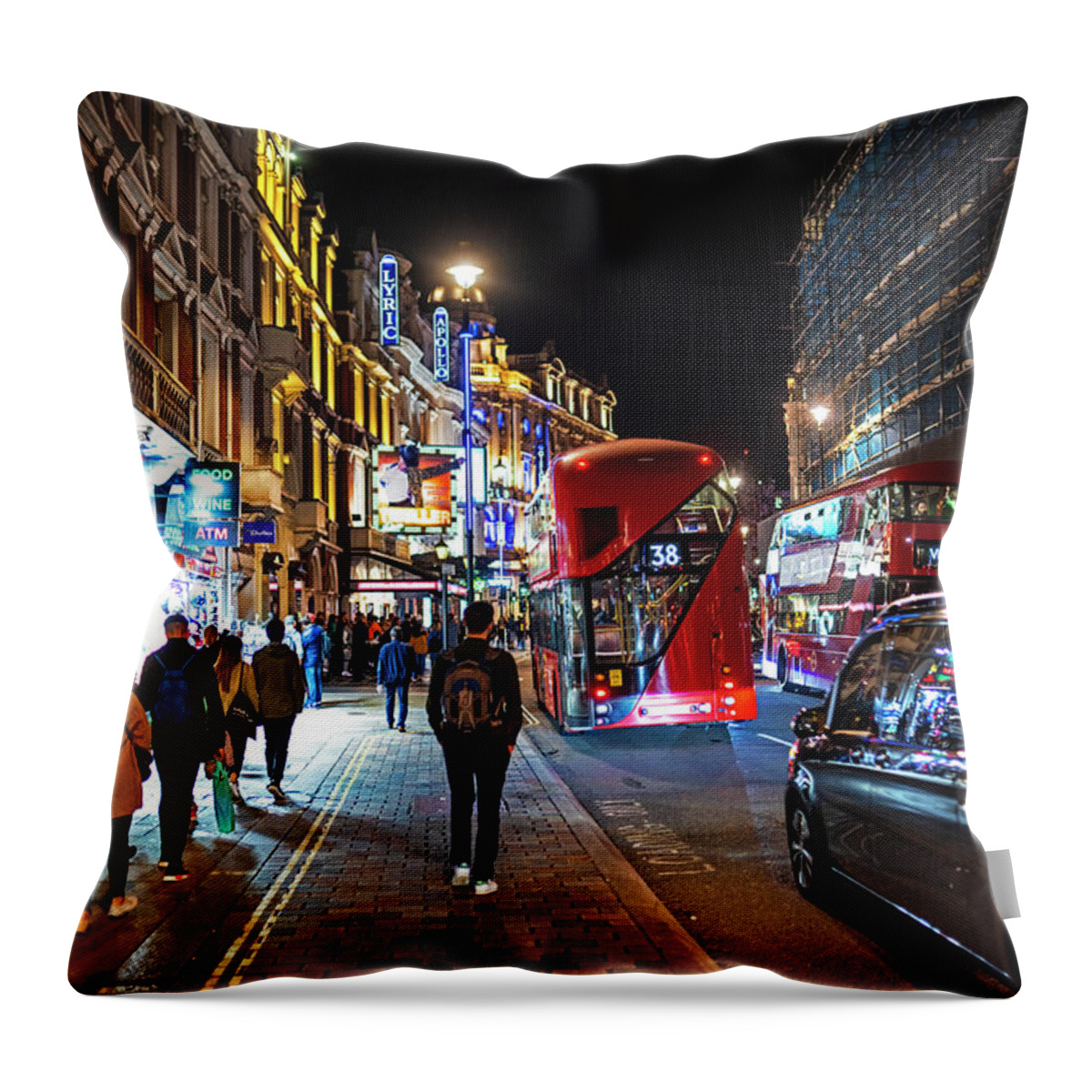 London Throw Pillow featuring the photograph London England Nightlife Shaftesbury Avenue London England by Toby McGuire