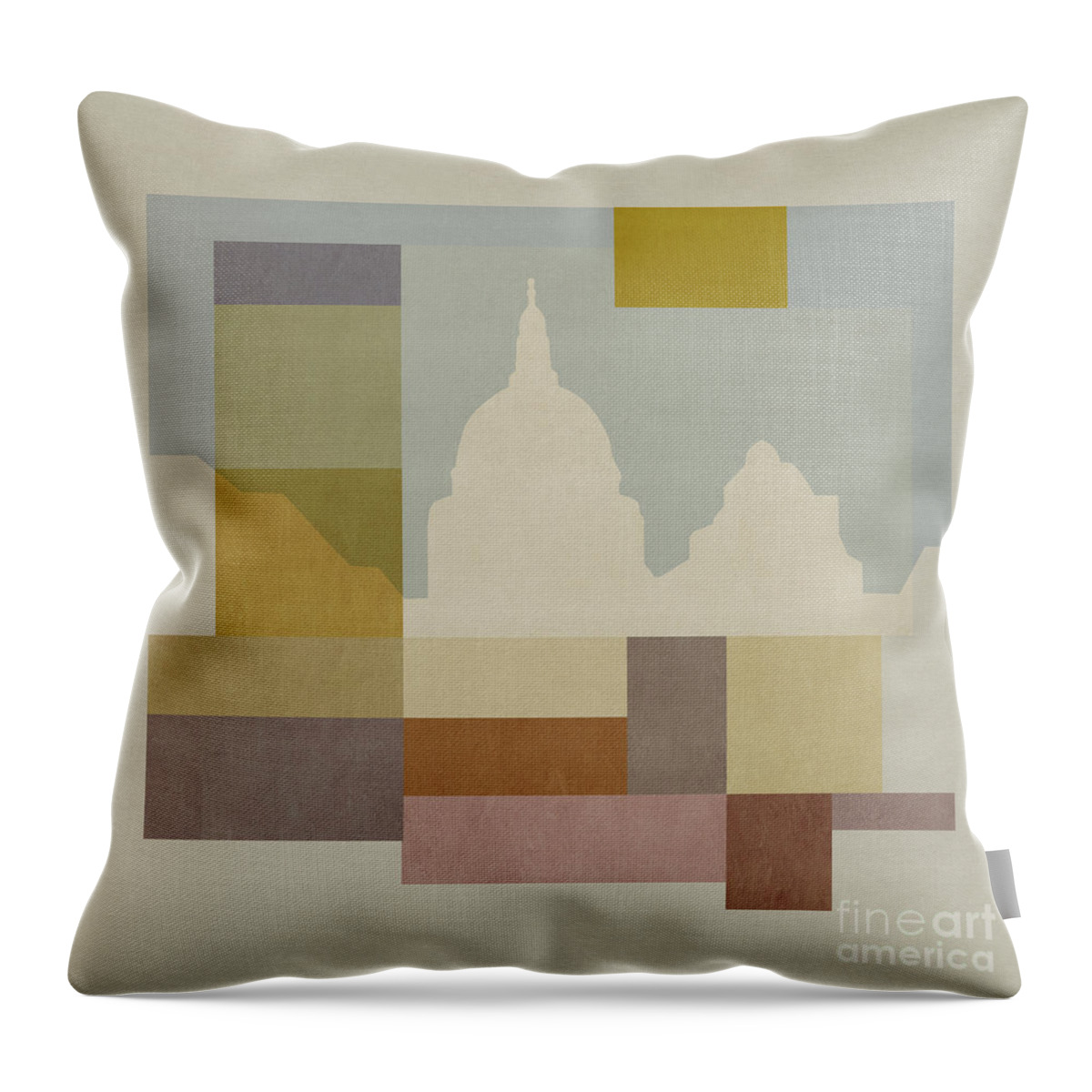 London Throw Pillow featuring the mixed media London Square - Saint Pauls by BFA Prints