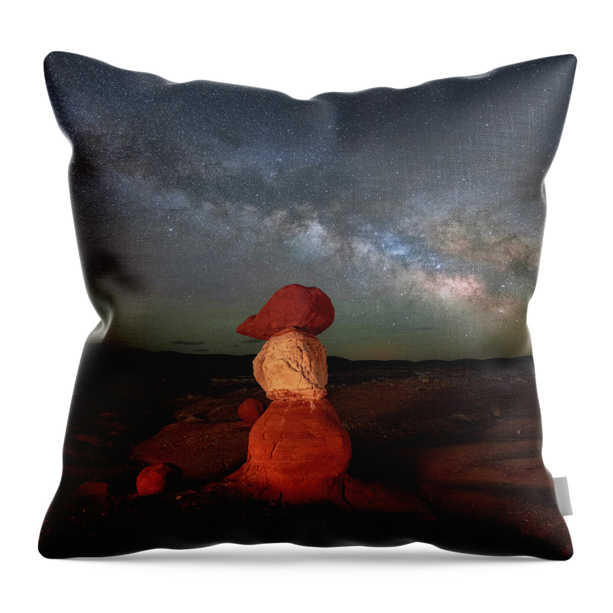 Hoodoo Throw Pillow featuring the photograph Lone Hoodoo Milky Way by Michael Ash