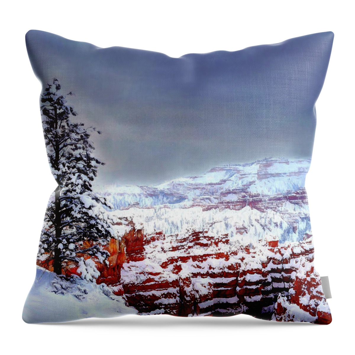 Bryce National Park Throw Pillow featuring the photograph Lone Pine in a Painted Sky - Bryce National Park by Wayne King