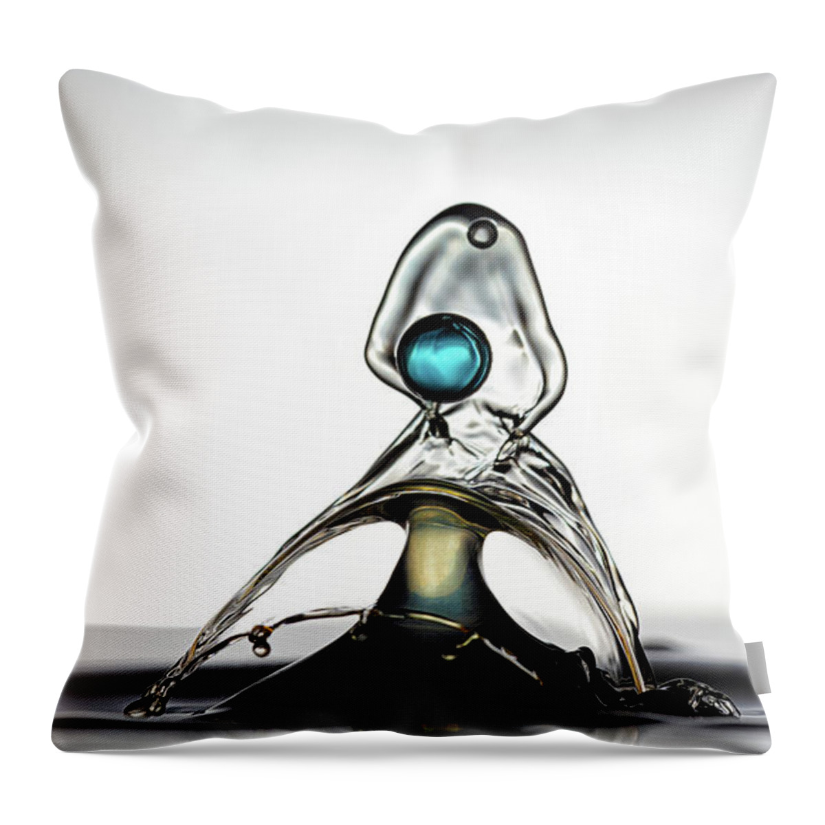 Water Drop Collision Throw Pillow featuring the photograph Lonely and Blue by Michael McKenney