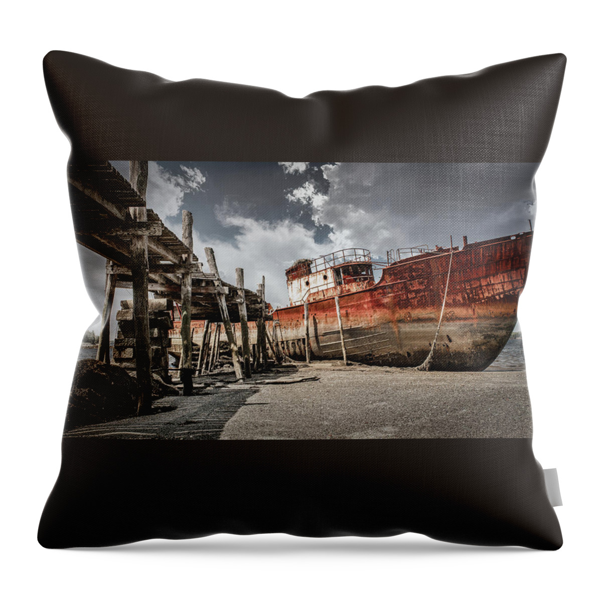 Maine Coast Throw Pillow featuring the photograph Lonely Ending by Ron Long Ltd Photography