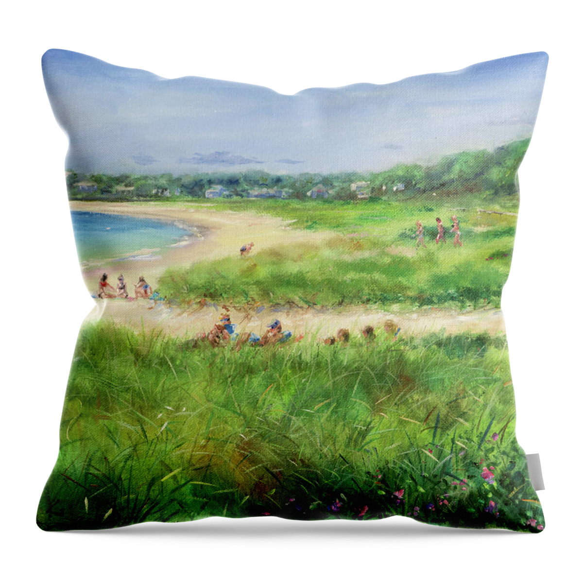 Cape Cod Throw Pillow featuring the painting Long Beach- June by Jonathan Gladding