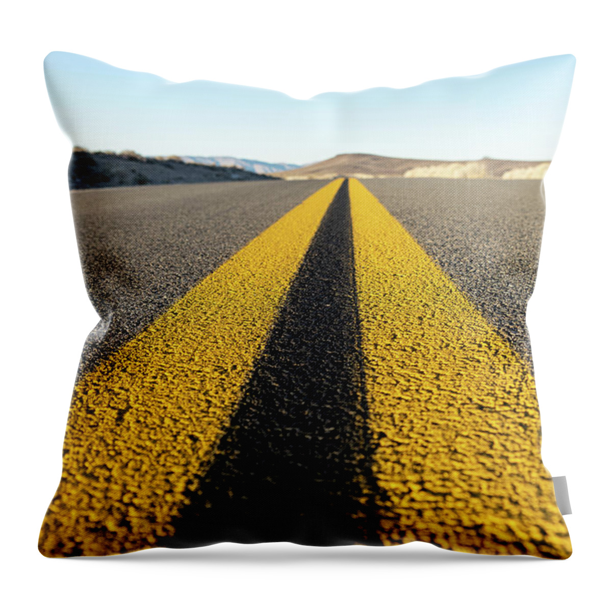 Desert Throw Pillow featuring the photograph Long deserted Road by Marian Tagliarino