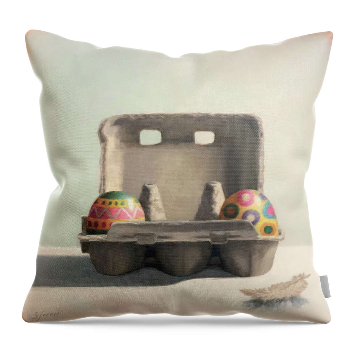 Egg Throw Pillow featuring the painting Long Distance by Susan N Jarvis