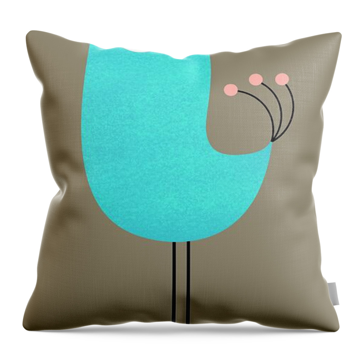 Blue Throw Pillow featuring the digital art Long Leg Bird by Donna Mibus