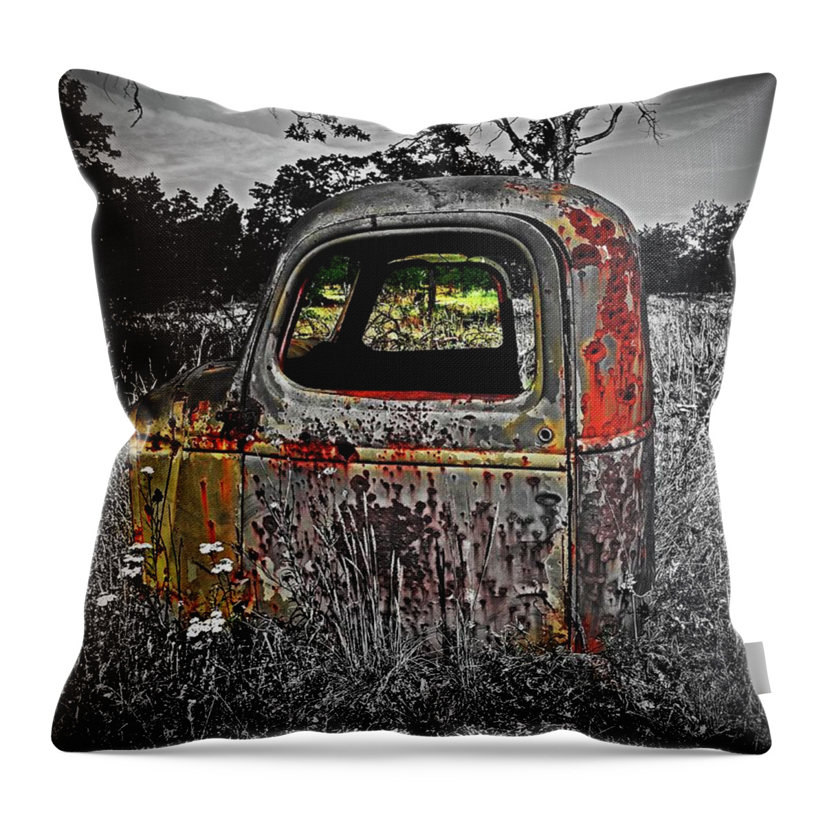  Throw Pillow featuring the digital art Long Term parking by Fred Loring