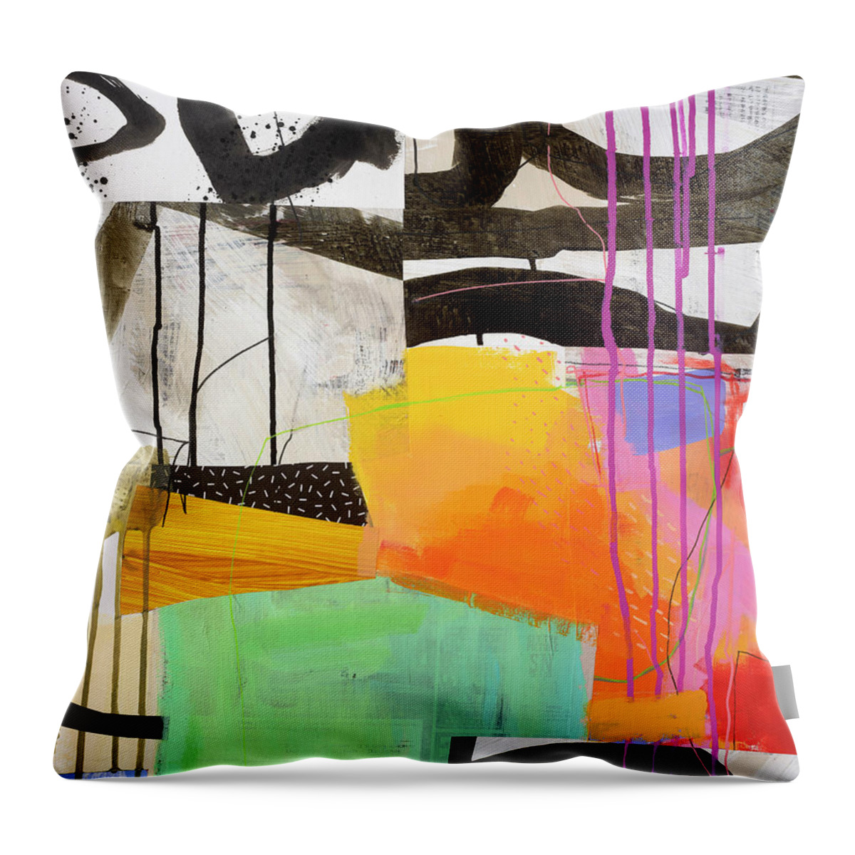 Abstract Art Throw Pillow featuring the painting Look on the Bright Side #3 by Jane Davies
