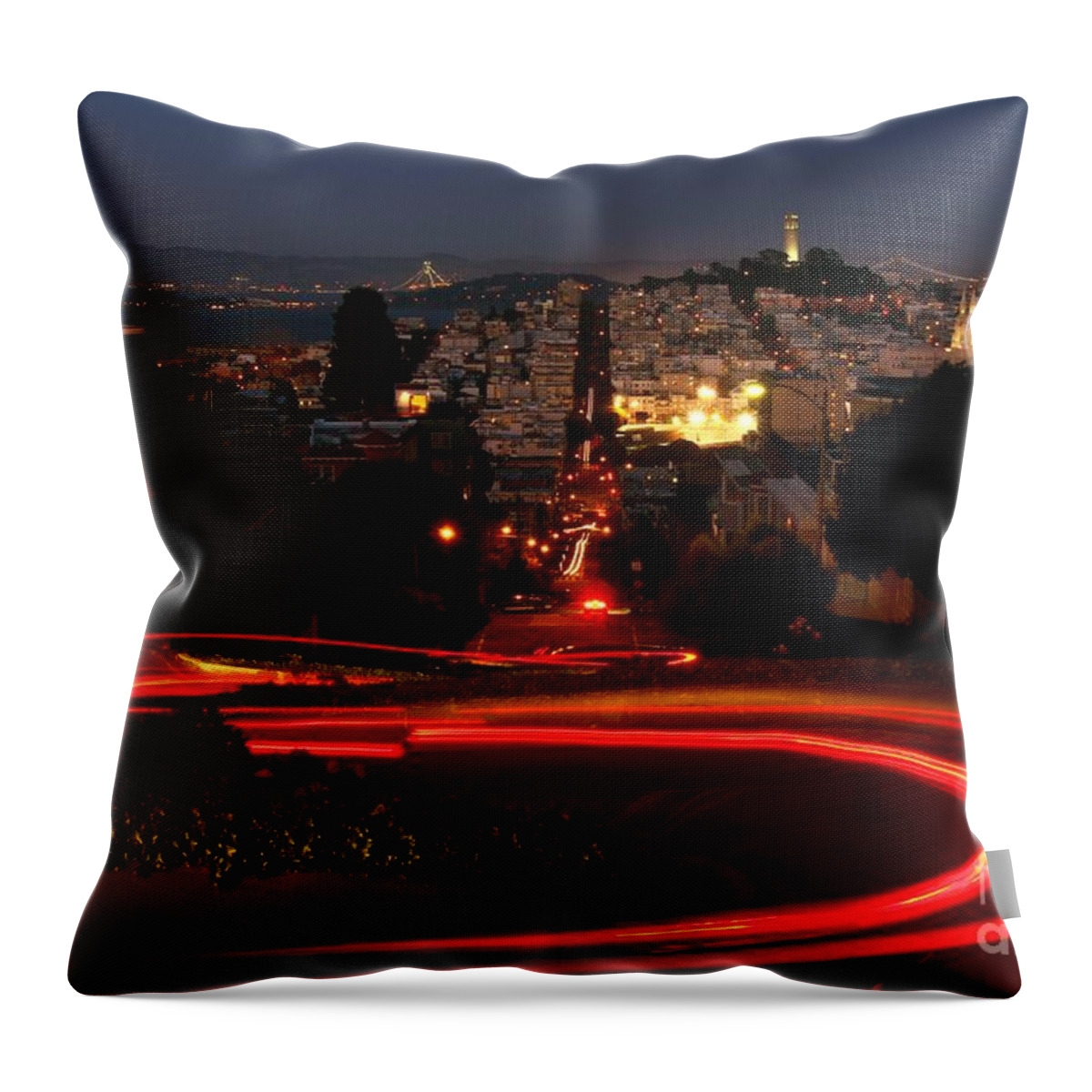 Sf Throw Pillow featuring the photograph Looking Down the Curvy Street by Tony Lee