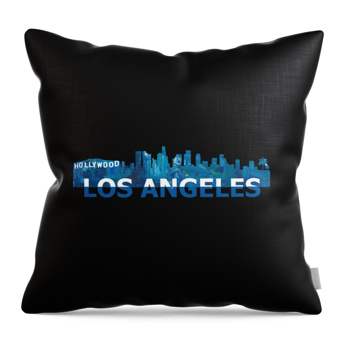 California Throw Pillow featuring the digital art Los Angeles Skyline The Rich Sports Legacy by Lotus Leafal