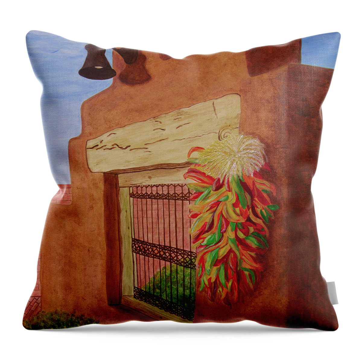 Southwest Throw Pillow featuring the painting Los Chiles by Donna Manaraze