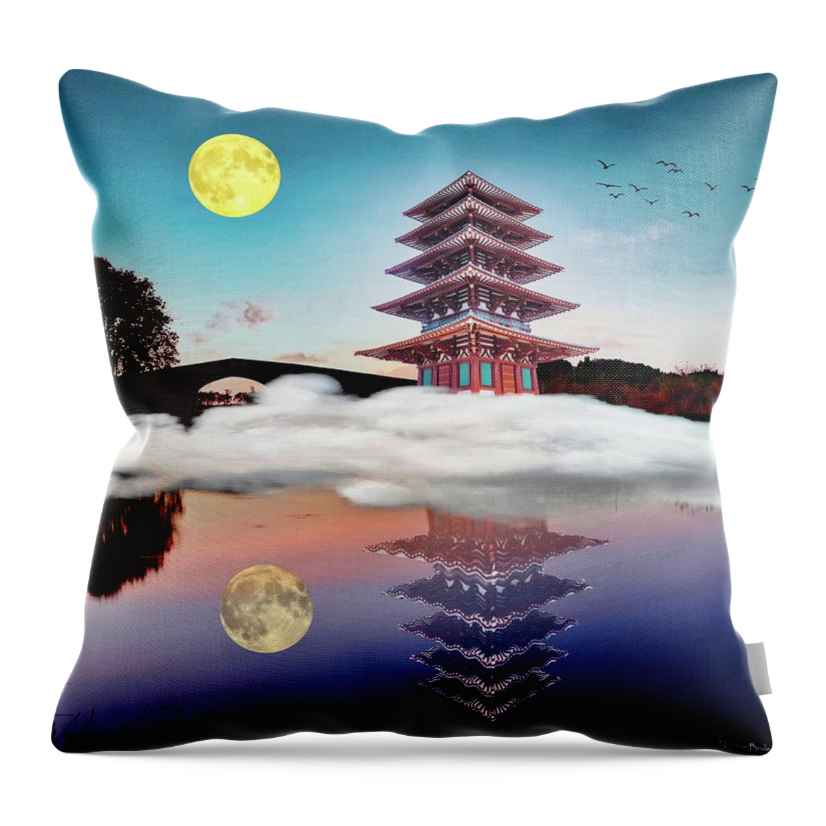 Shangri La Throw Pillow featuring the digital art Lost Horizon by Norman Brule