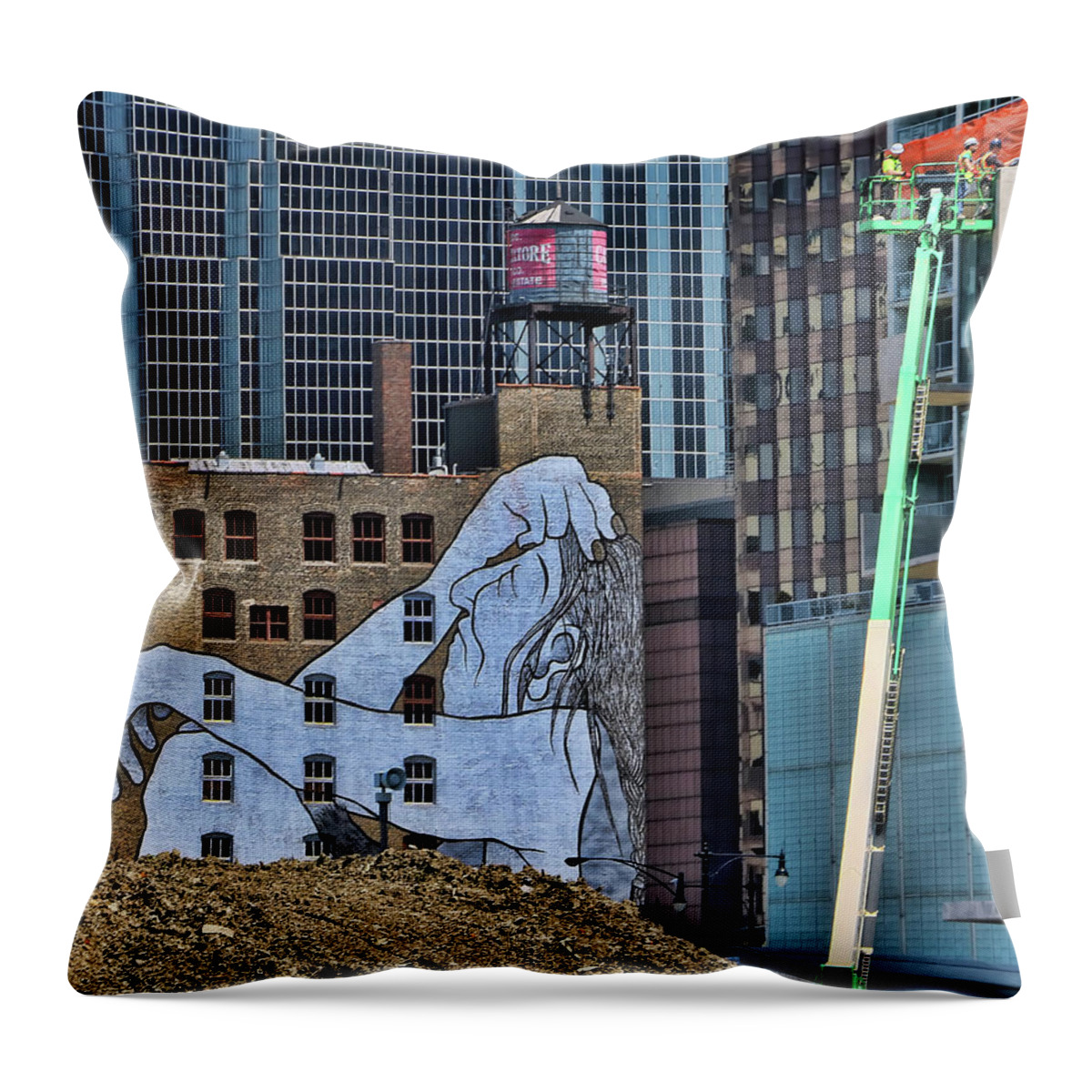 Mural Throw Pillow featuring the photograph Lost Soul Mural - Chicago by Allen Beatty