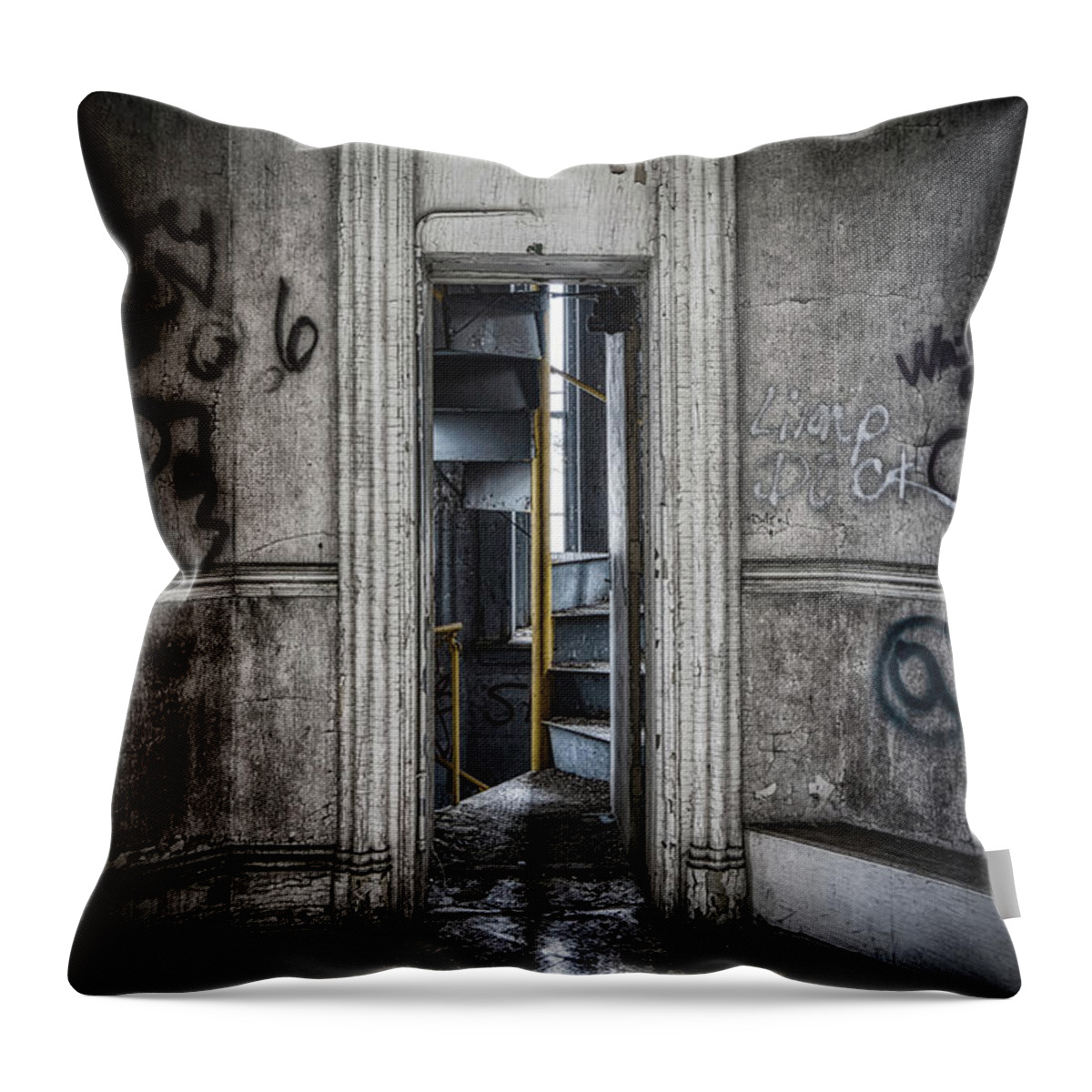 Joliet Throw Pillow featuring the photograph Lost Stairway by Mike Burgquist