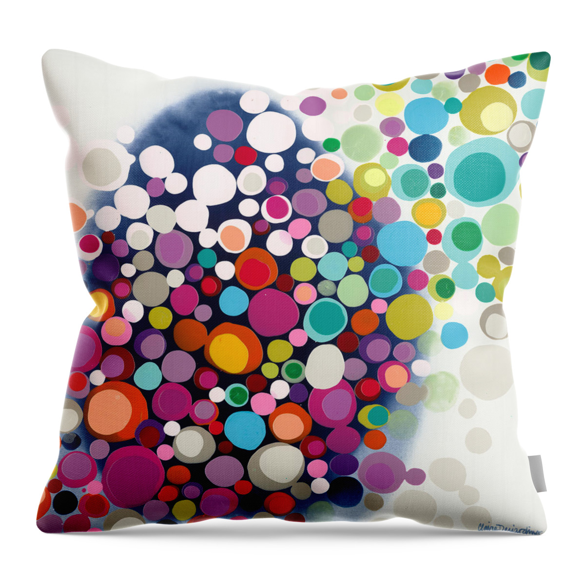 Abstract Throw Pillow featuring the painting Lots to Say by Claire Desjardins