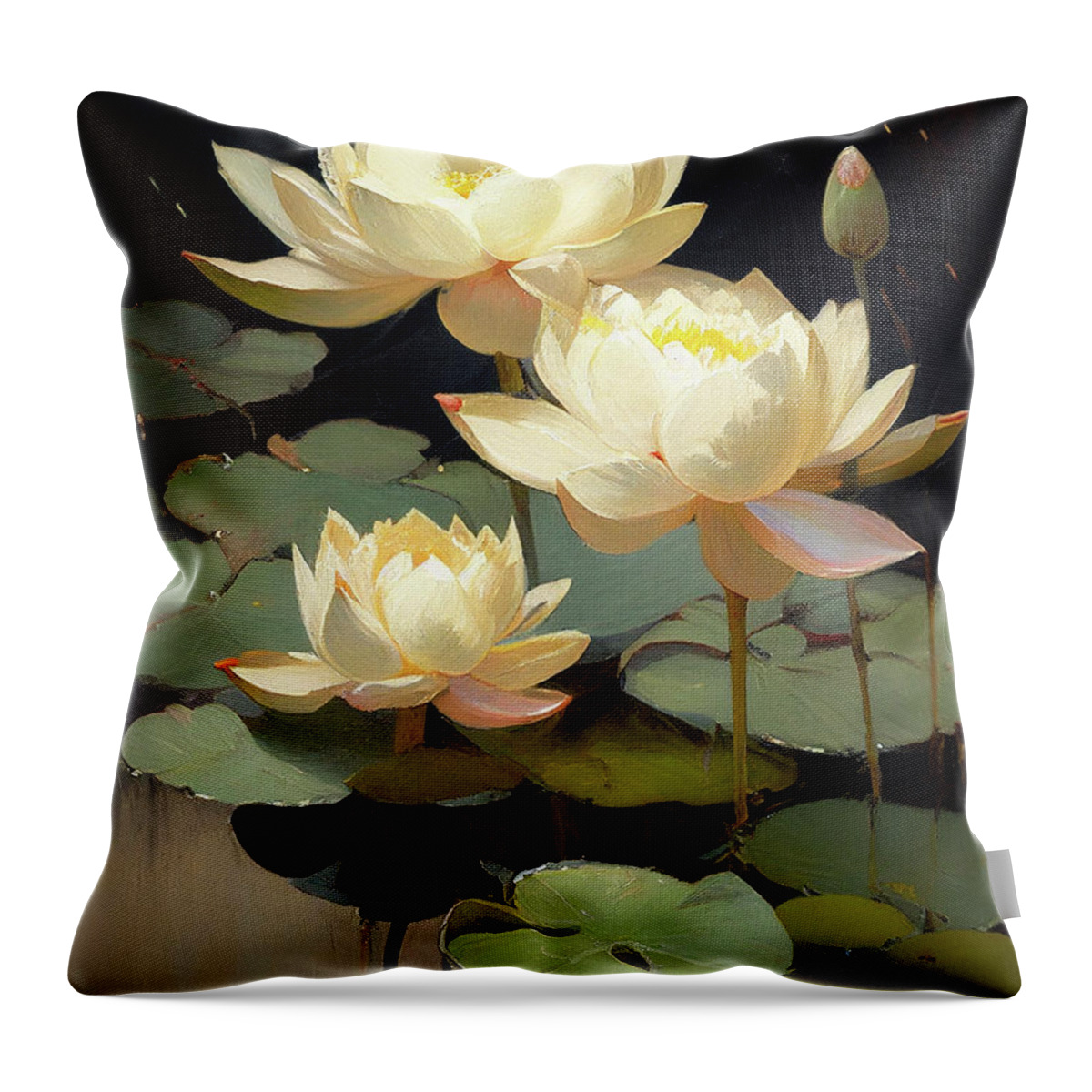Lotus Throw Pillow featuring the painting Lotus II by Naxart Studio