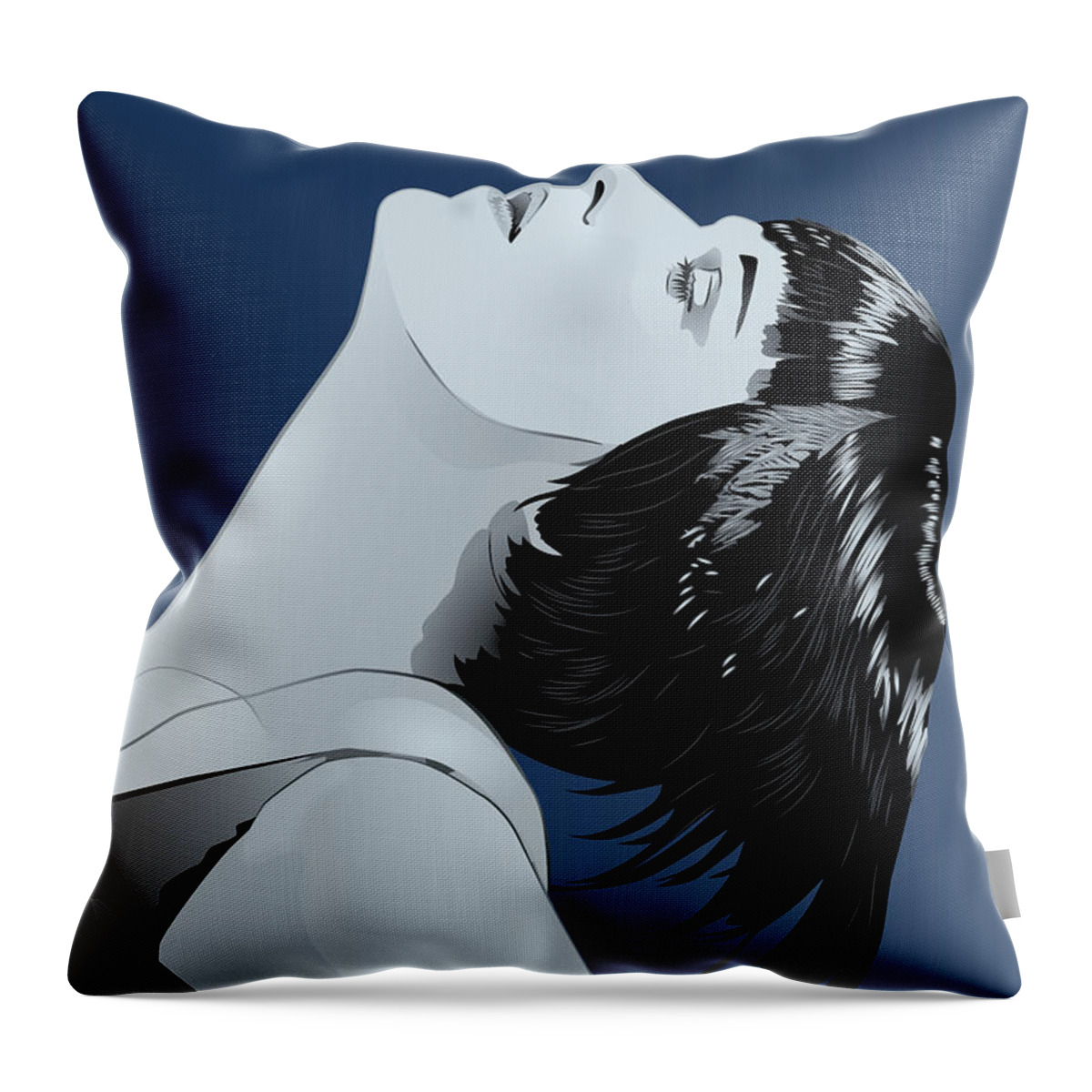 Louise Brooks Official Throw Pillow featuring the digital art Louise Brooks in Berlin - Indigo Dusk by Louise Brooks
