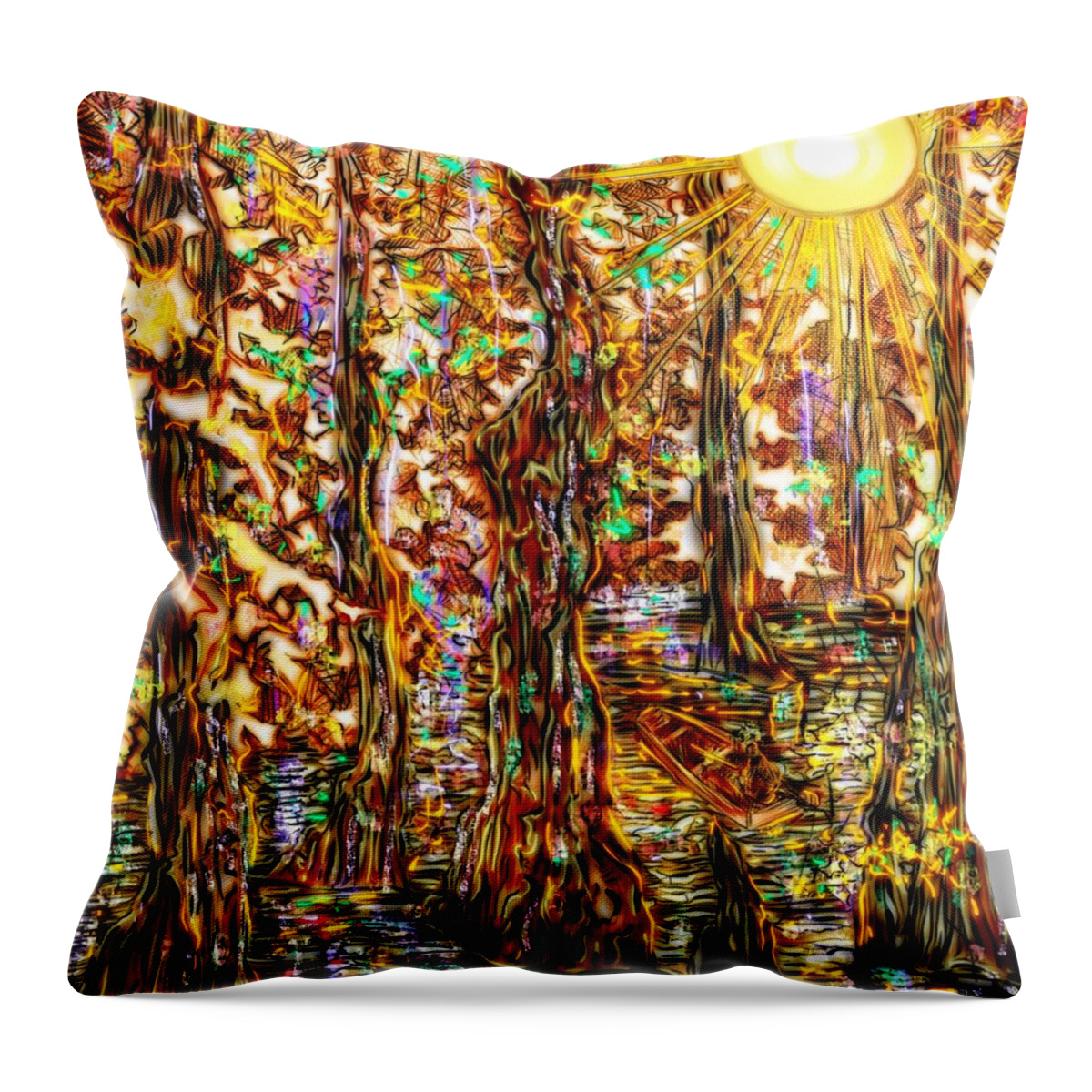 Louisiana Throw Pillow featuring the digital art Louisiana Sunrise by Angela Weddle