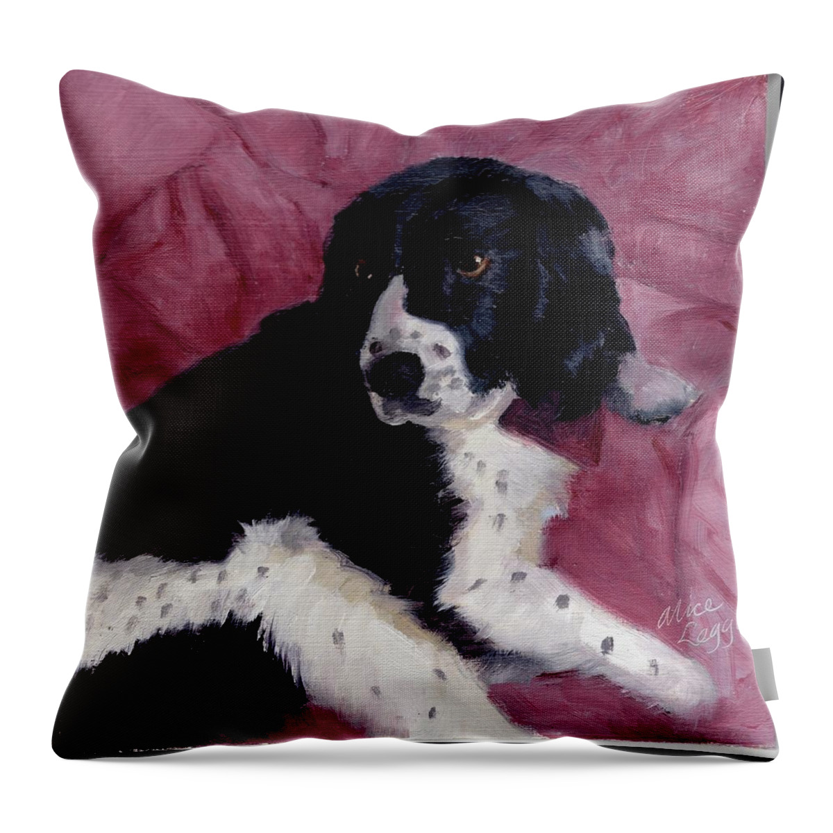 Dog Throw Pillow featuring the painting Lounging Around by Alice Leggett