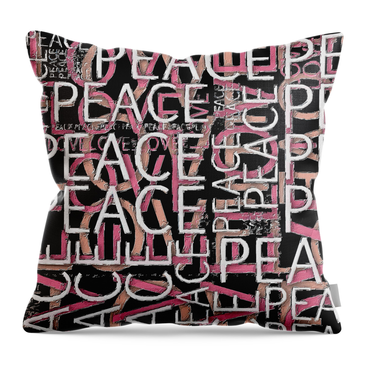 Heart Throw Pillow featuring the painting Love and Peace Flower Hippie Lover Beautiful Cute Funny Gift Words by Tony Rubino