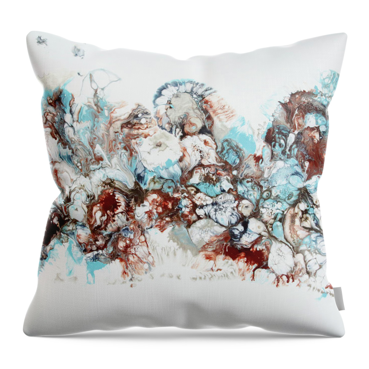 Brown Throw Pillow featuring the painting White Peony by Katrina Nixon