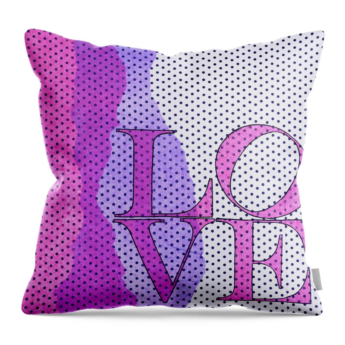 Love Throw Pillow featuring the painting LOVE in Hot Pink and Purple by Lynnie Lang