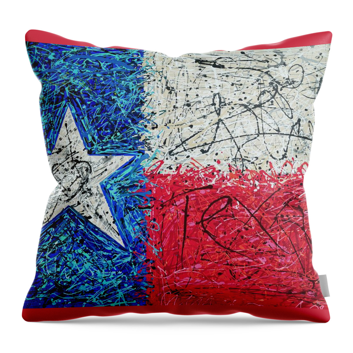 Texas Flag Throw Pillow featuring the painting Love Texas Abstract by Patti Schermerhorn