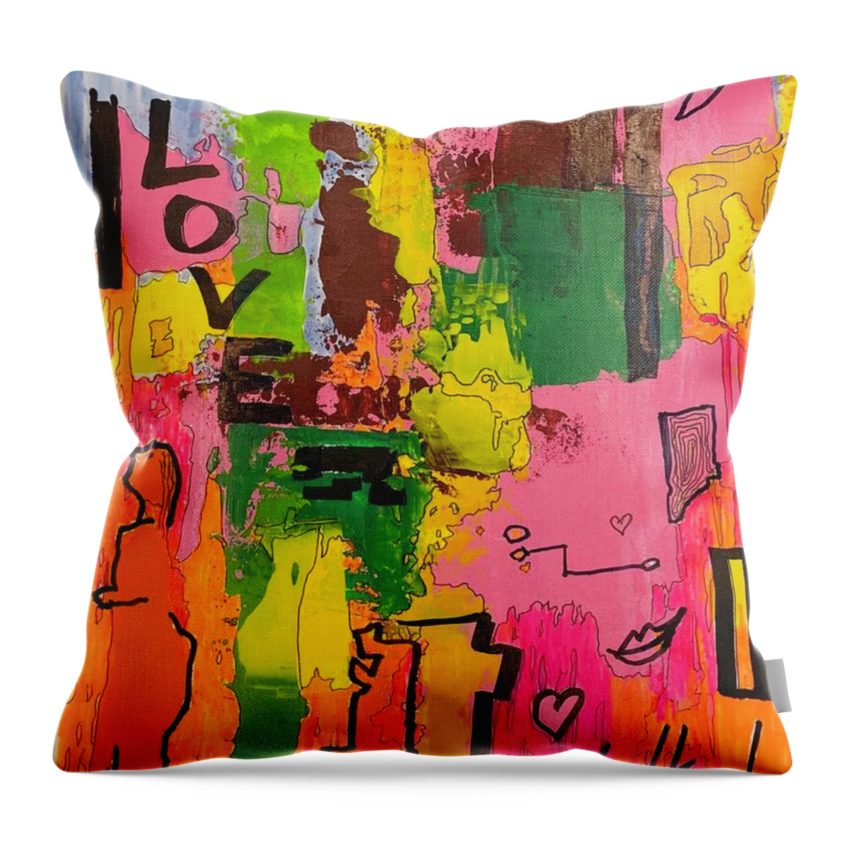  Throw Pillow featuring the mixed media Love with Figure 11145 by Lew Hagood