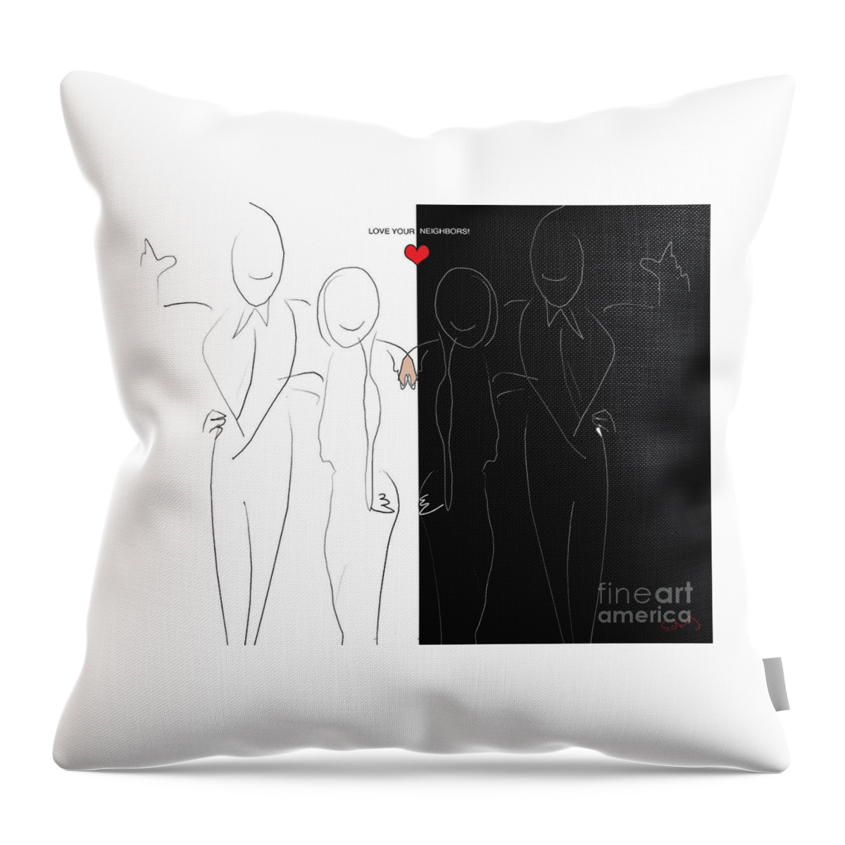 Love Throw Pillow featuring the digital art Love your Neighbors by Gabrielle Schertz