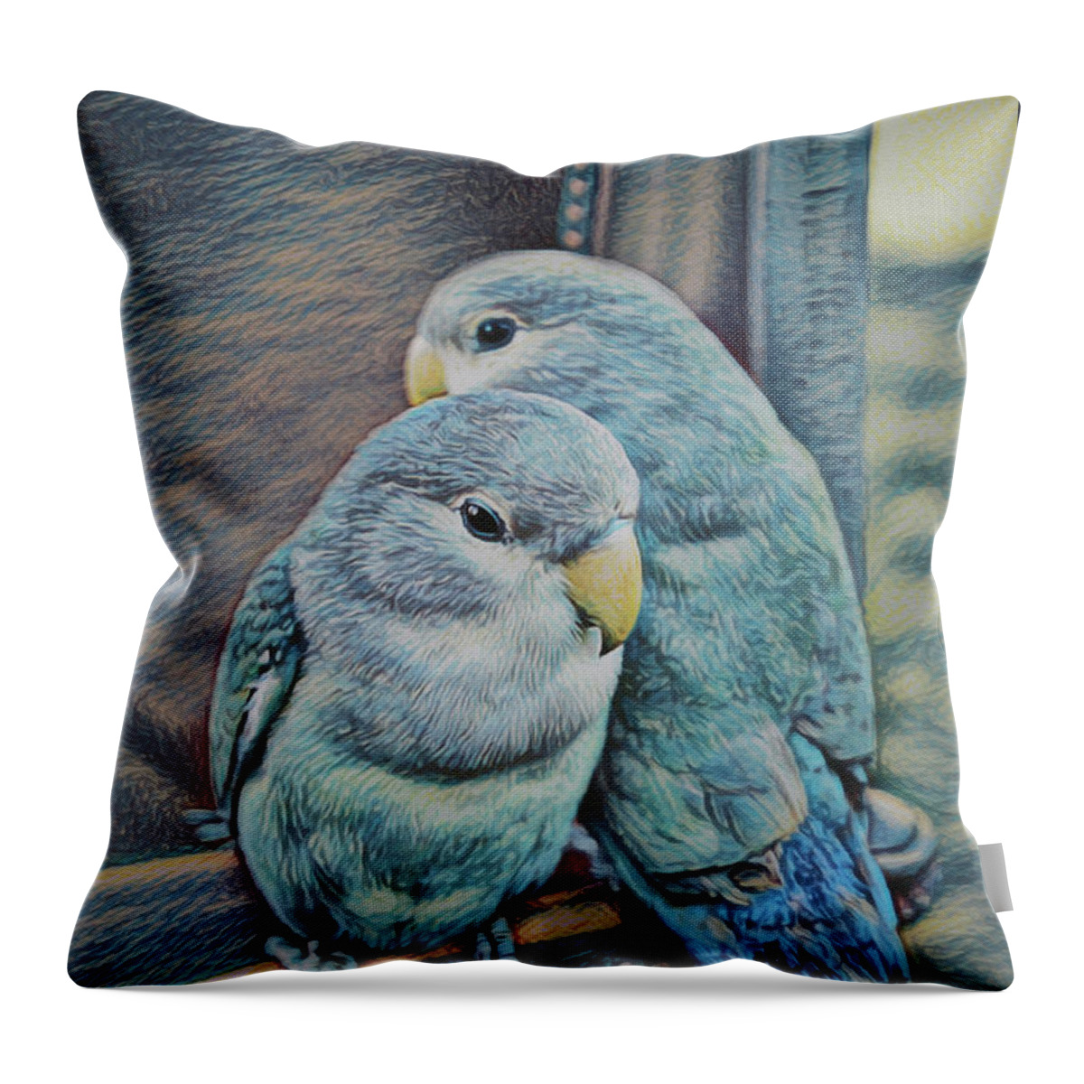 Birds Throw Pillow featuring the digital art Lovebirds by Ernest Echols