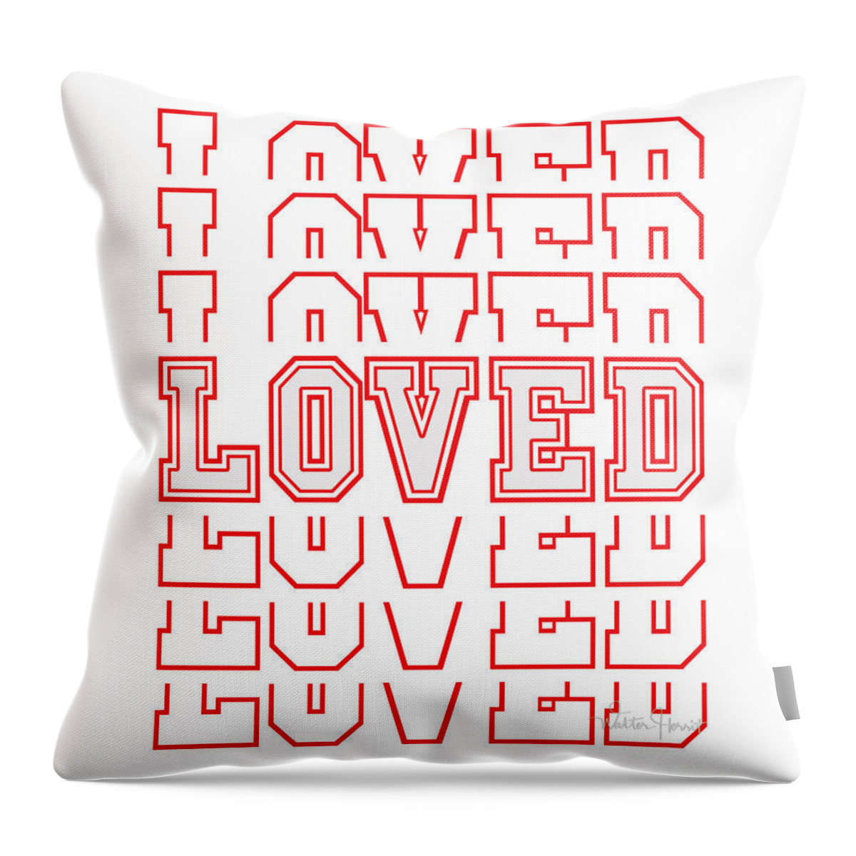 Loved Throw Pillow featuring the digital art Loved Word Art by Walter Herrit