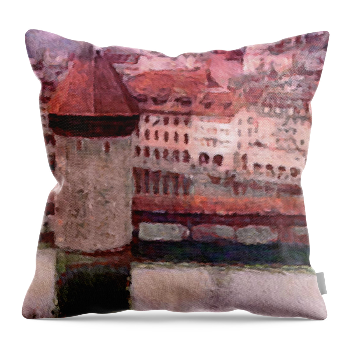Lovely Lake Lucerne Throw Pillow featuring the digital art Lovely Lake Lucerne by Susan Maxwell Schmidt